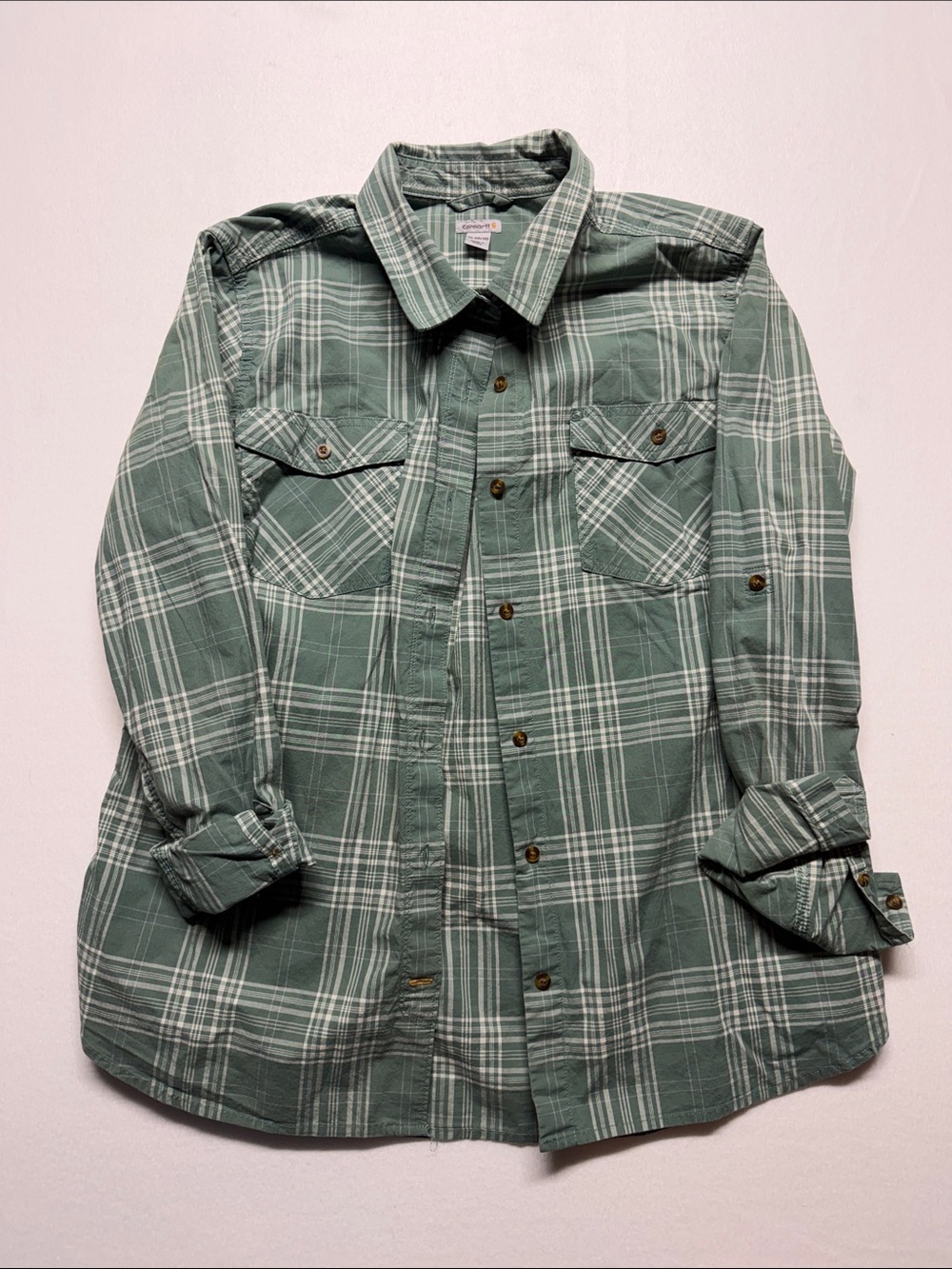 Carhartt Green Plaid Button-Down Shirt